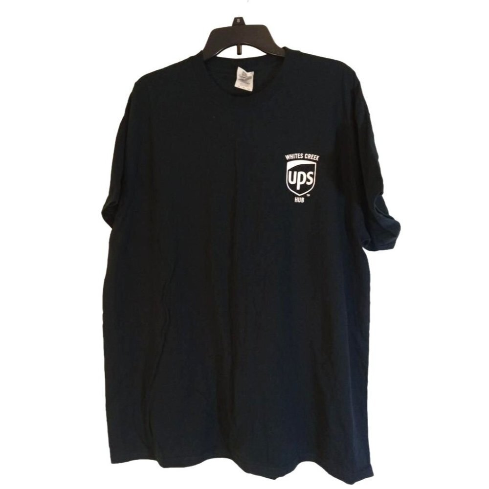 Gildan T-Shirt Mens Sz XL Navy Blue White UPS Ultra Cotton Tee With Graphic